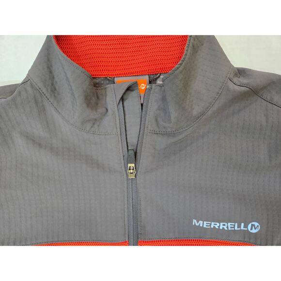 MERRELL Mens softshell Windbreaker Jacket size L Gray / Orange Full Zip EUC - Picture 2 of 6